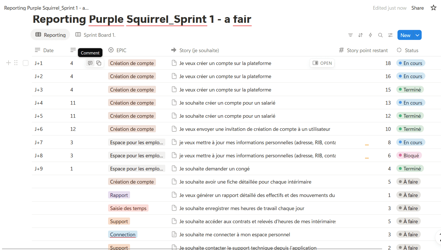 Backlog Etape 1